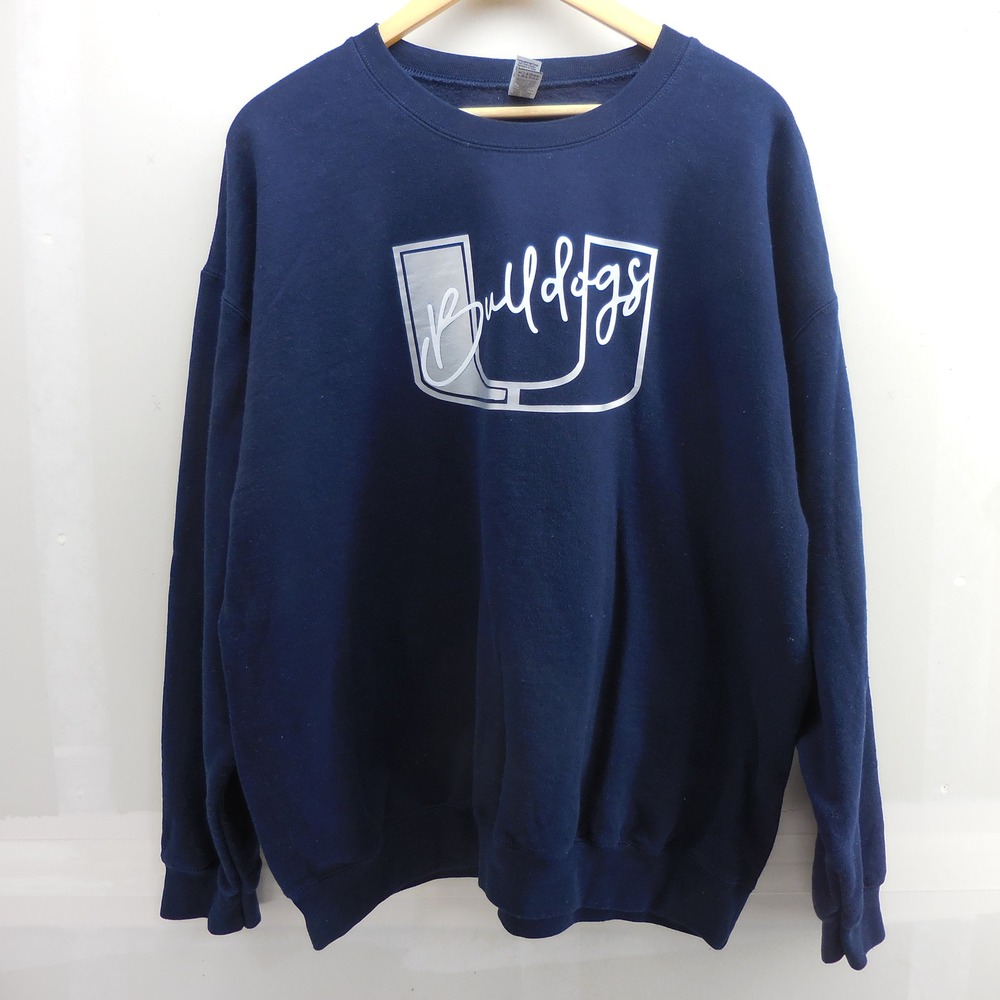 Gildan Heavy Blend Bulldogs U Graphic Sweatshirt Navy Blue XL Mens Pullover